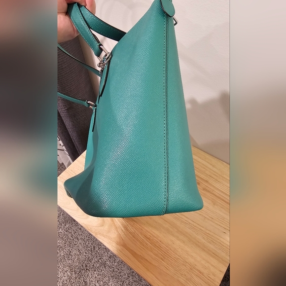 Coach Crossgrain Leather Bright Torquiose Green GalleryTote # CH285 - Picture 6 of 8